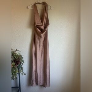 Zara Satin Maxi Dress in Bronze